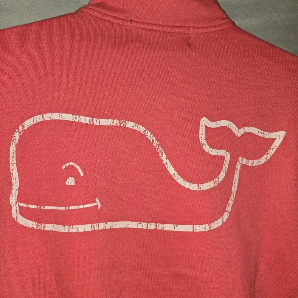 Vineyard Vines Pullover Medium Women Coral Pink Quarter Zip Whale Logo 1K0602 - Picture 11 of 11
